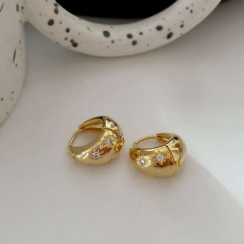 Celestial Star Zircon Chunky Hoop Earrings