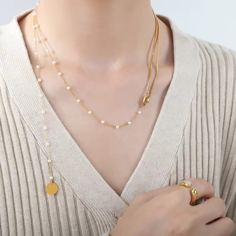 Seraphina Pearl Serpent Layered Necklace