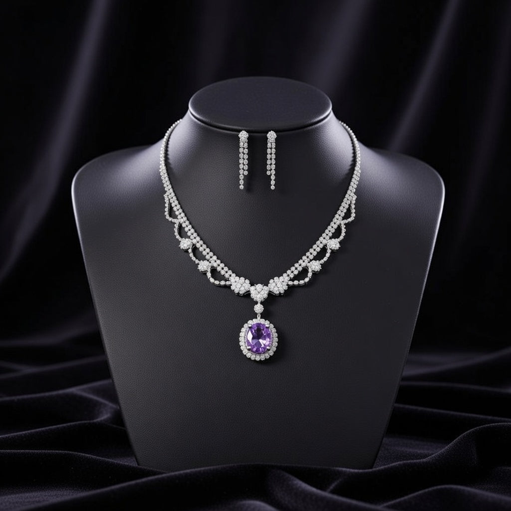 Amethyst Royale Teardrop Crystal Pendant Necklace