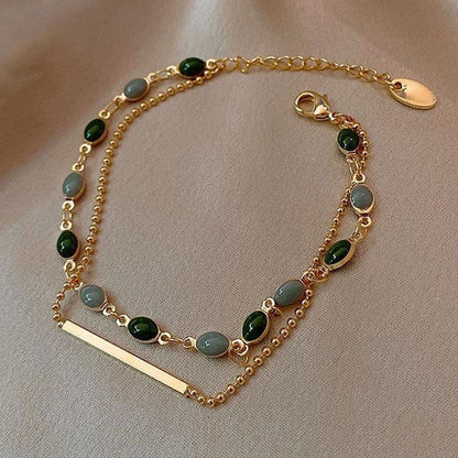 Verdant Aurelia Double-Layer Charm Bracelet