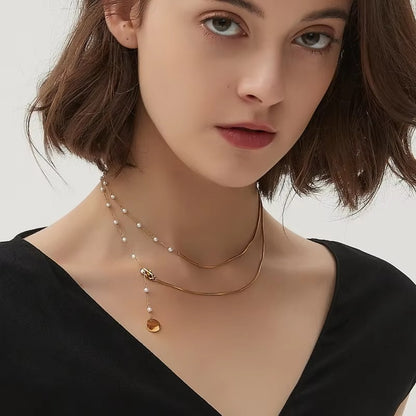 Seraphina Pearl Serpent Layered Necklace