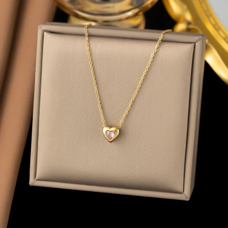 Blush Amour Zircon Heart Necklace