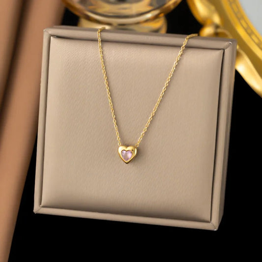 Blush Amour Zircon Heart Necklace
