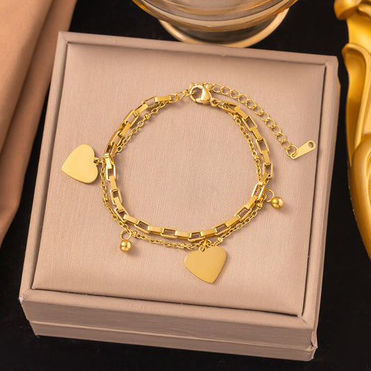Amour Duo Heart Chain Bracelet