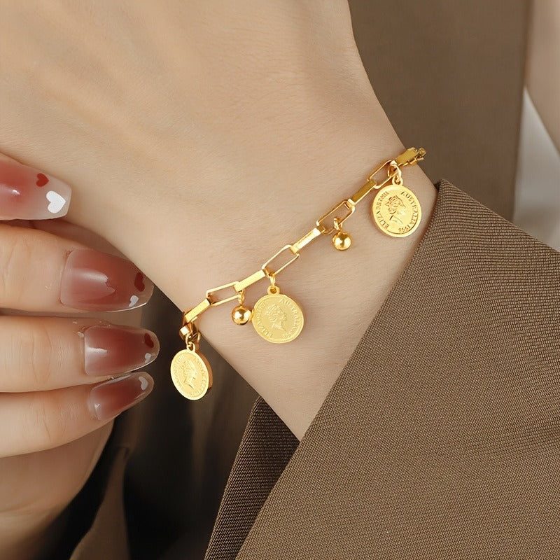 Regal Crown Charm Link Bracelet