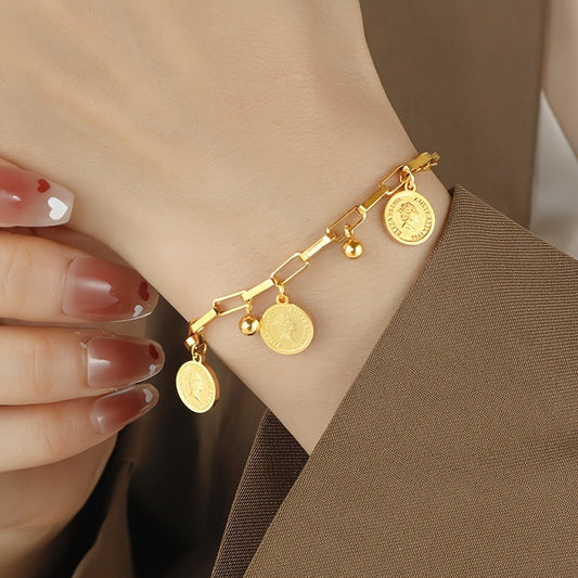 Regal Crown Charm Link Bracelet