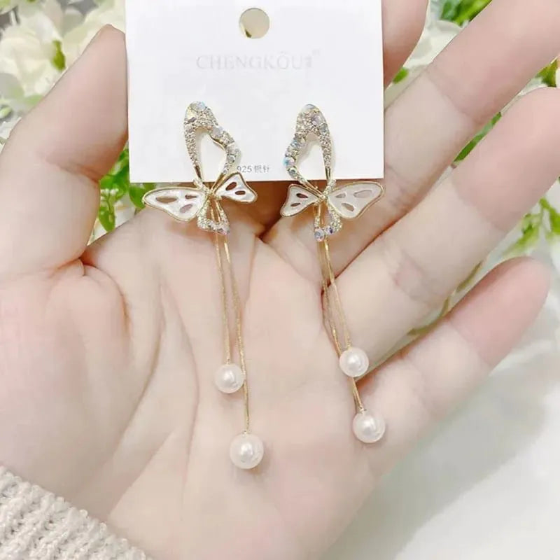 Pure Aura White Butterfly Earrings