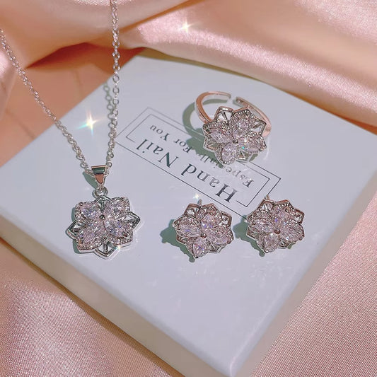 Fleur de Sparkle Diamond Bloom Necklace Set