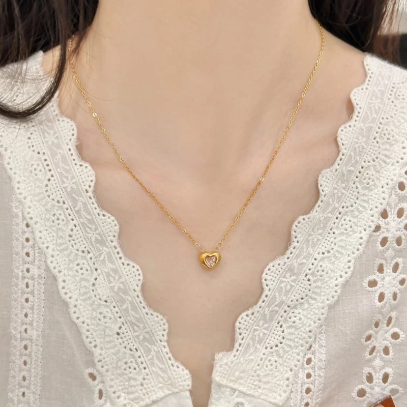 Blush Amour Zircon Heart Necklace