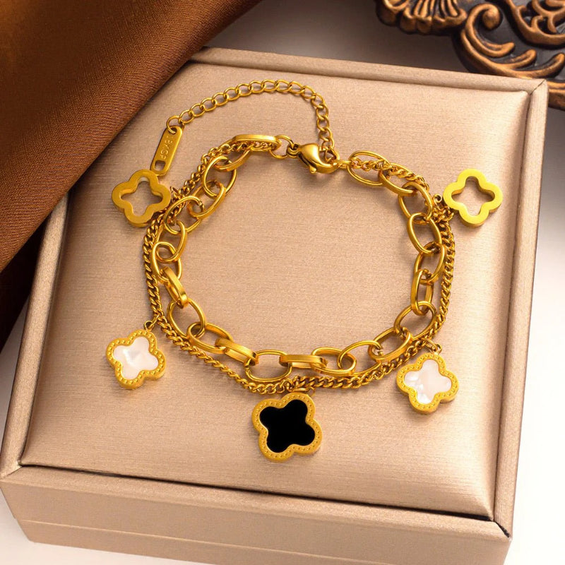 Fortuna Luxe Multi-Layer Clover Bracelet