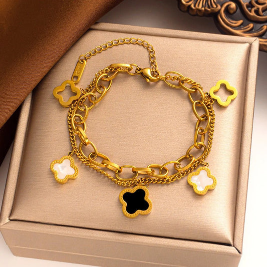Fortuna Luxe Multi-Layer Clover Bracelet