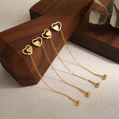 Amour Duo Heart Tassel Earrings