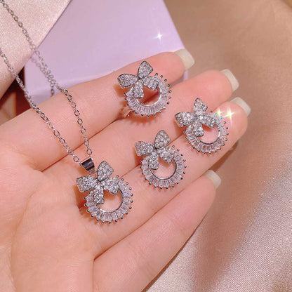 Petite Bow Crystal Elegance 4-Piece Jewellery Set