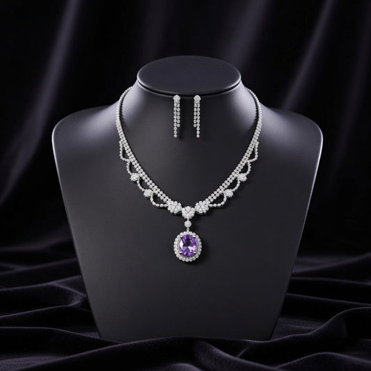 Amethyst Royale Teardrop Crystal Pendant Necklace