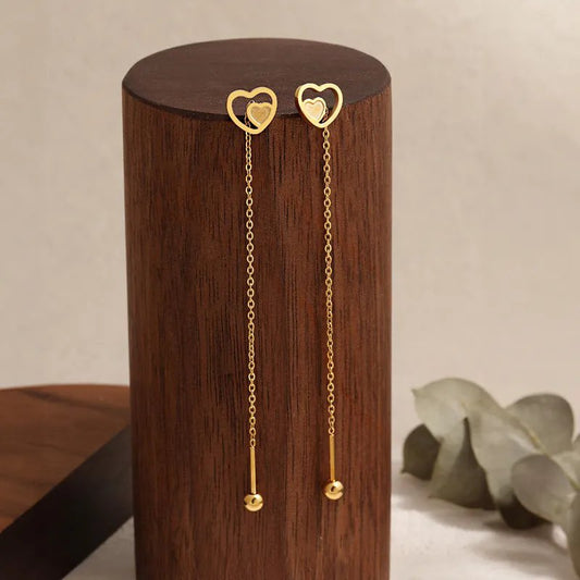 Amour Duo Heart Tassel Earrings