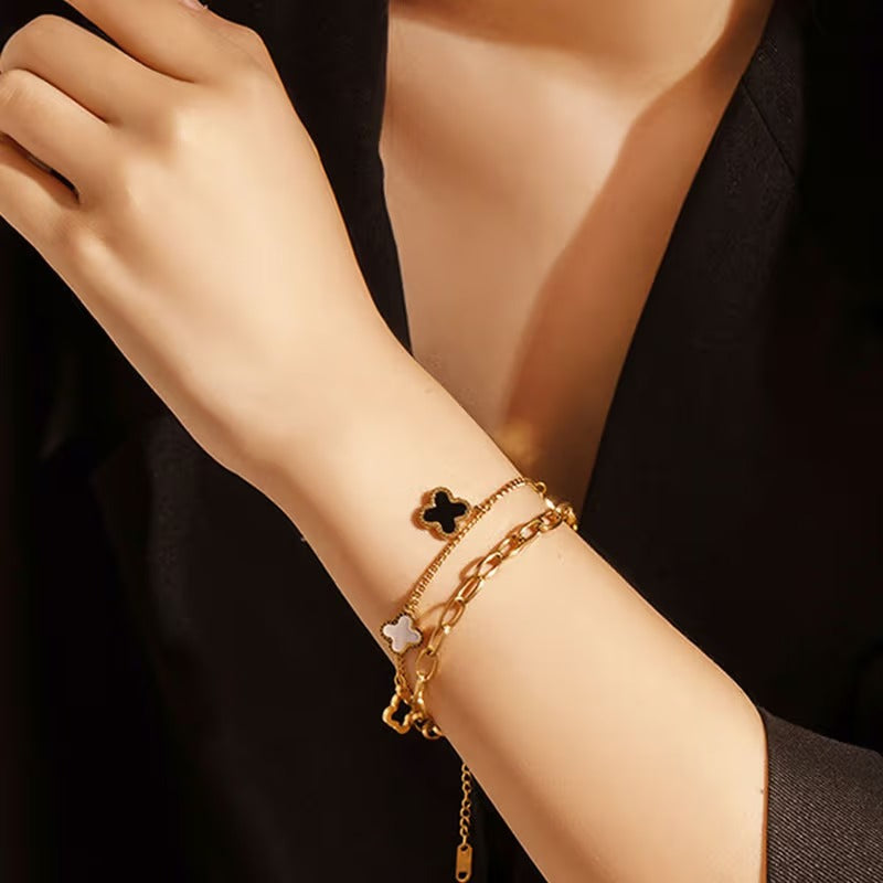 Fortuna Luxe Multi-Layer Clover Bracelet