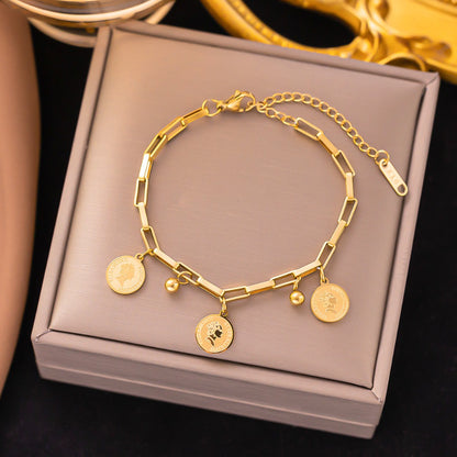 Regal Crown Charm Link Bracelet