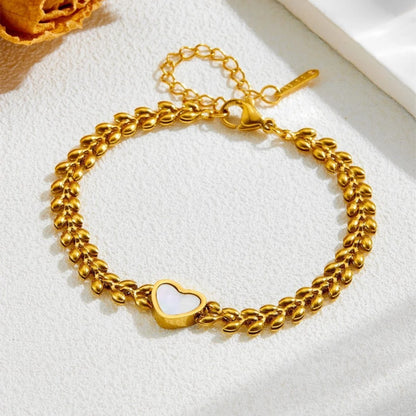 Oceana Blanc Seashell Heart Chain Bracelet