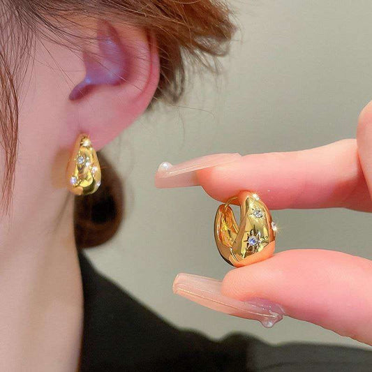 Celestial Star Zircon Chunky Hoop Earrings